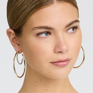 Express Two Tone Textured Double Hoop Earrings NWT